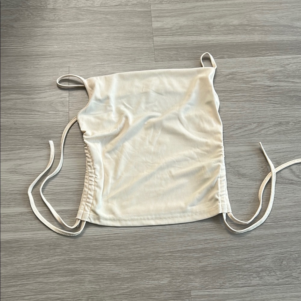 Cream Ruched Tank Top